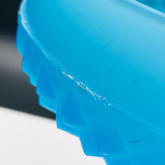 Vintage Indiana Glass Satin Mist Blue Diamond Point Candy Wedding Box Compote - Picture 13 of 14